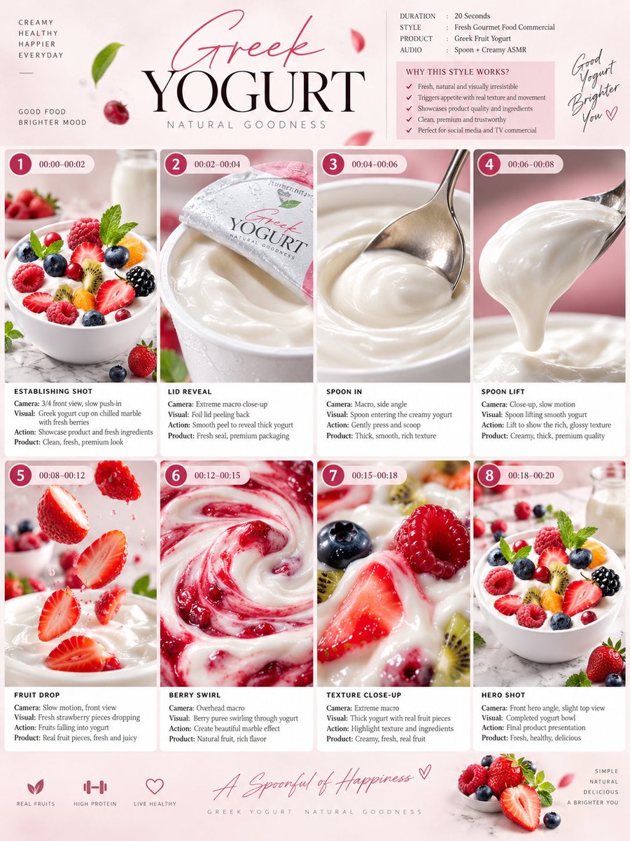 TITLE: Premium Greek Yogurt Product Commercial Storyboard