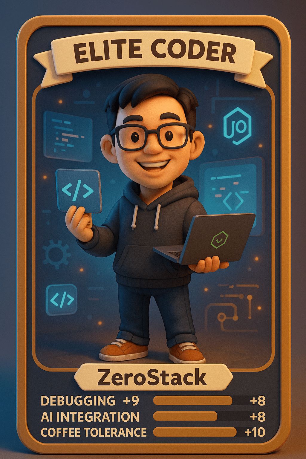 Create digital character card in RPG collectible style