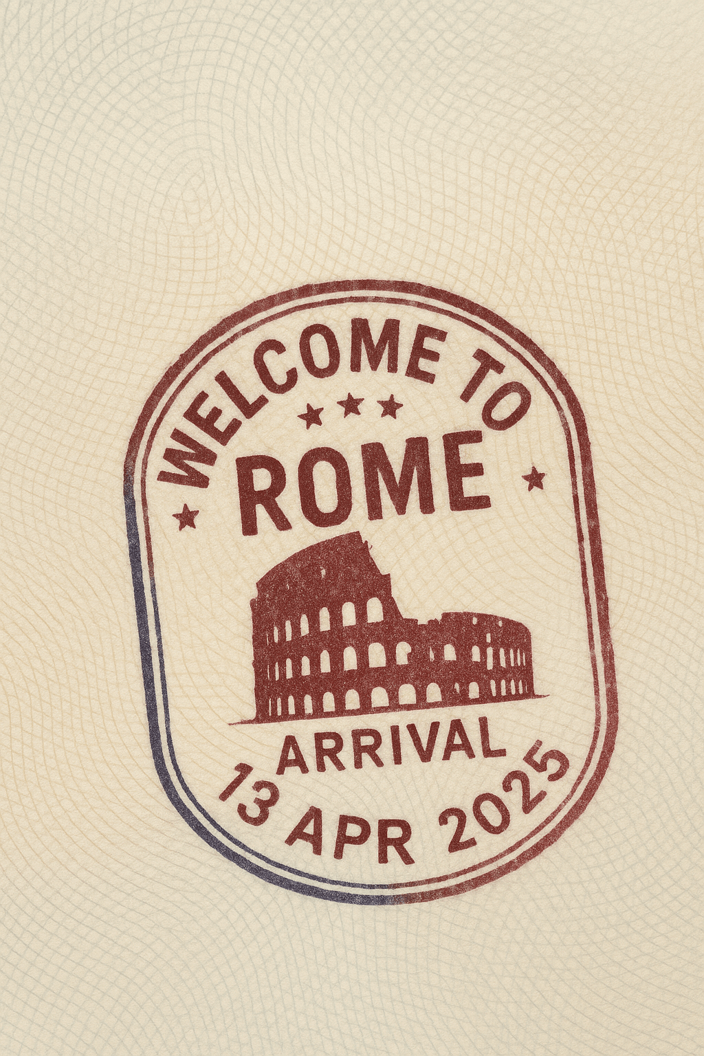 Create realistic passport page with an entry stamp