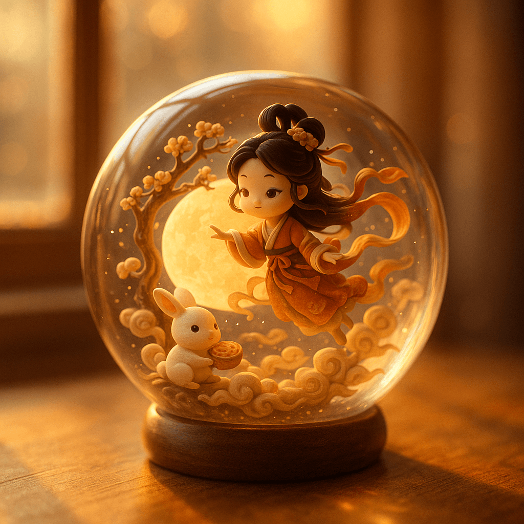 Delicate crystal ball rests quietly on warm softly lit
