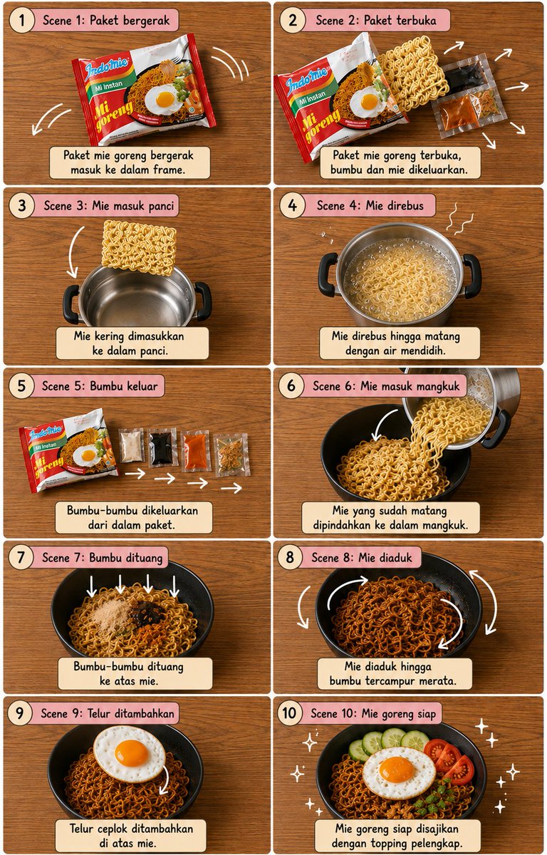 Create vertical cooking storyboard with exactly panels in