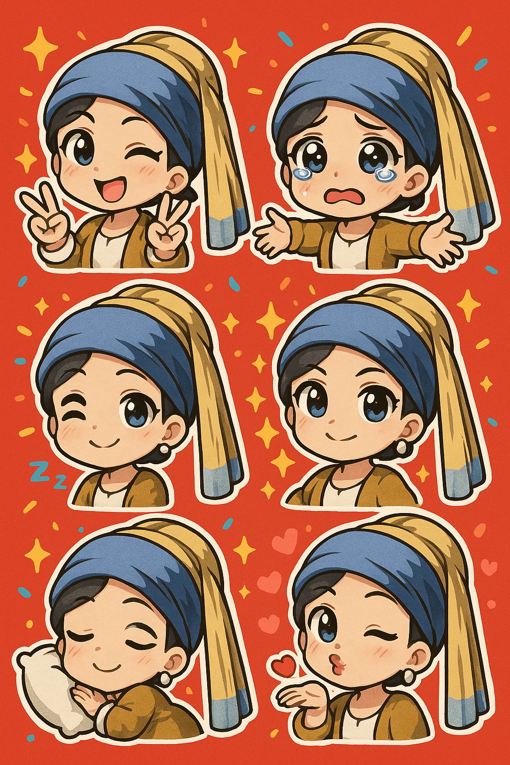 Create brand-new set of chibi-style stickers featuring the