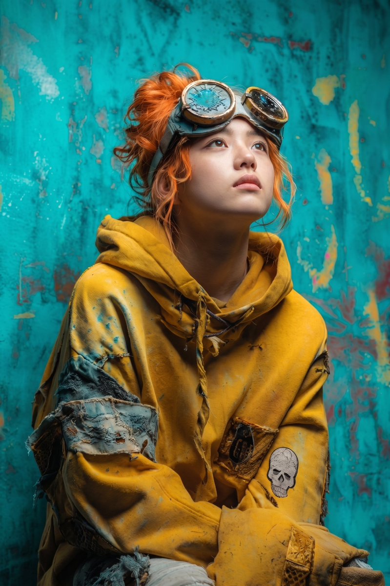 Cinematic portrait of young girl with messy argument