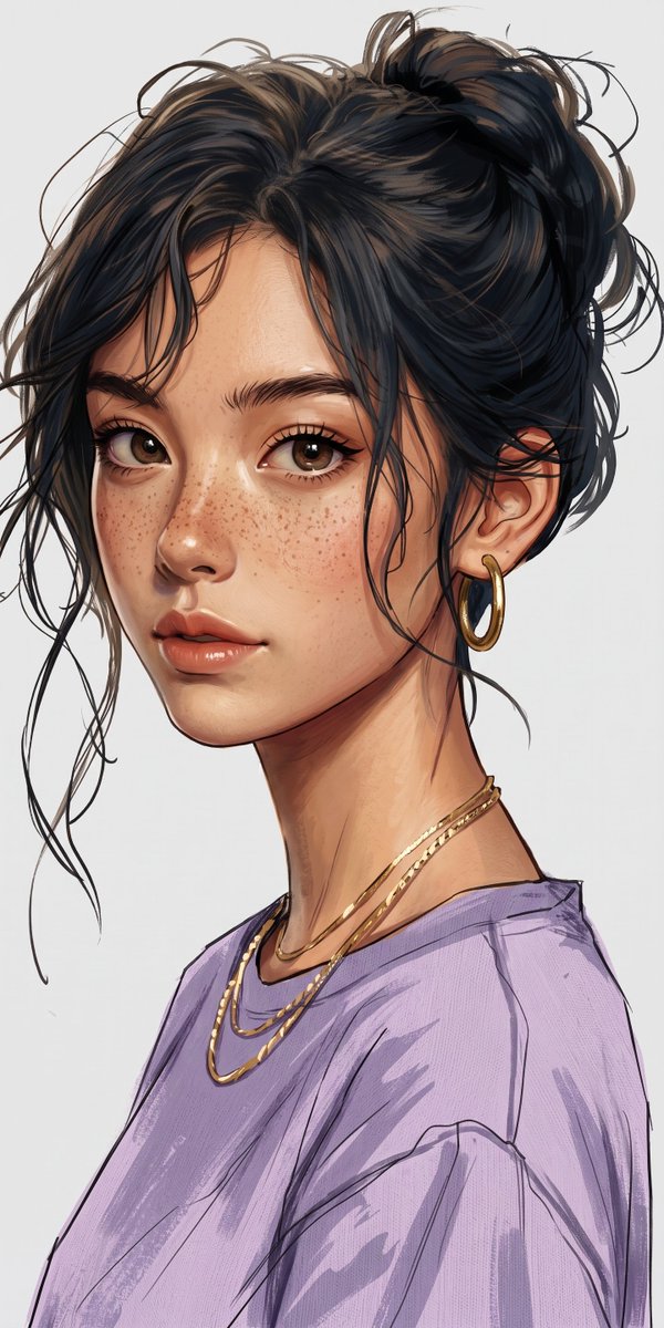 Captivating digital illustration of young woman with argument