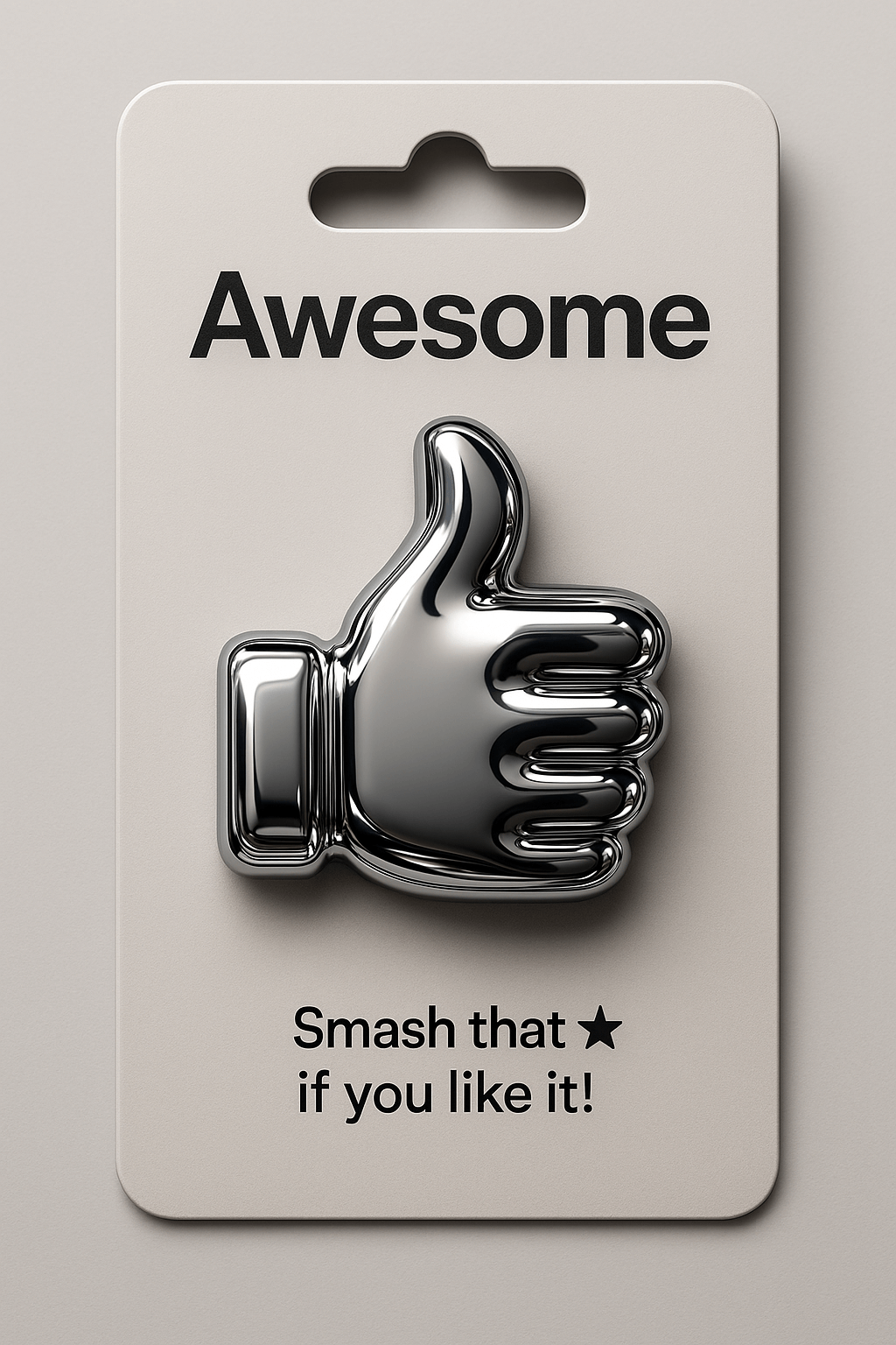 Render of single metallic emoji pin attached to vertical
