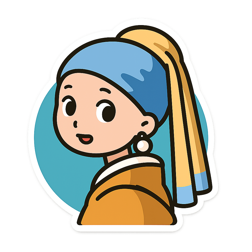 Turn this photo into chibi-style sticker illustration in