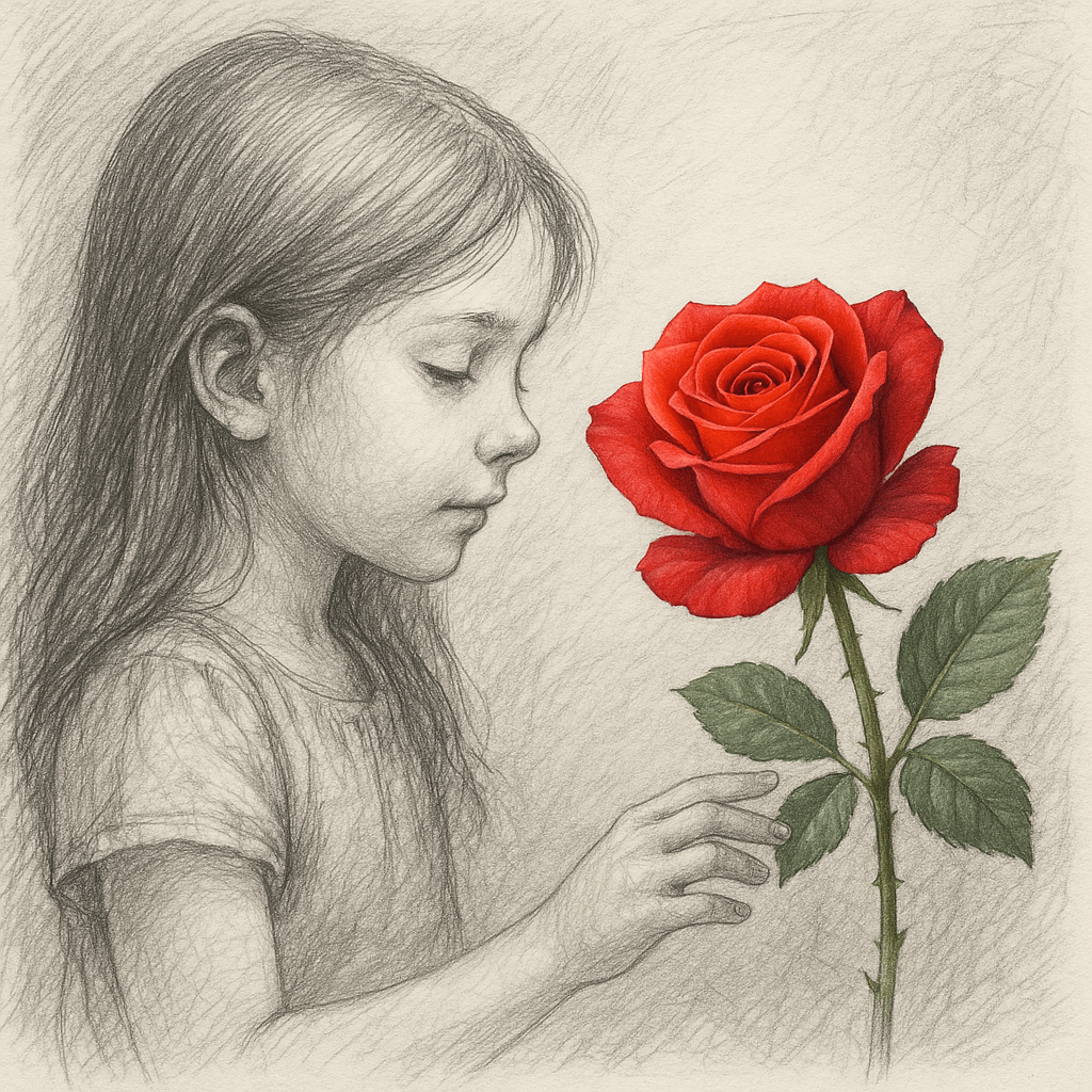Pencil sketch of Subject interacting with Subject where