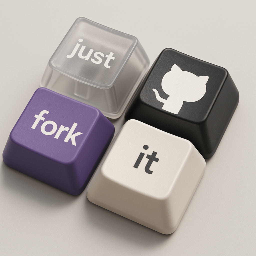 Ultra-realistic render of four mechanical keyboard keycaps in